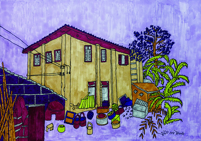 原四川建设厅长住宅 彩色水笔综合 35x24CM 2015